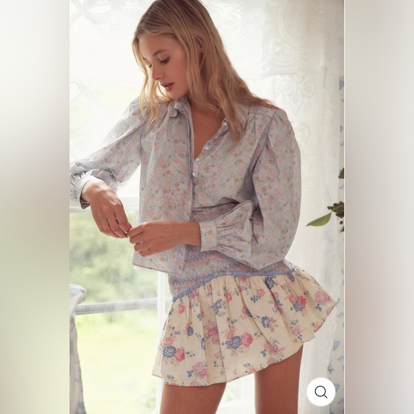 LoveShackFancy Tops - LoveShackFancy Sansom Floral Long Sleeve Top Blouse, Size S